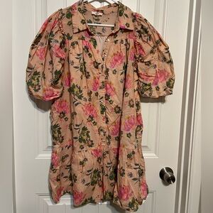Entro Peach Floral Spring Dress Women’s Size Large